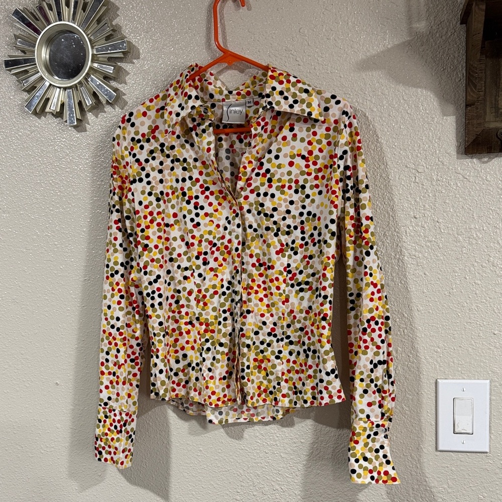 Vintage finley . 80s  Multicolor Polka Dot Button Down Shirt